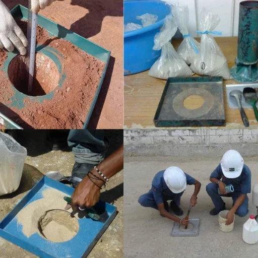 Essai de densité sur site par cône de sable à Besançon